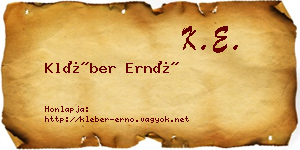 Kléber Ernő névjegykártya